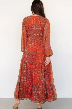 Clearance Baltic Born Bowman Deep V Maxi Dress | Rust Multi RustMulti