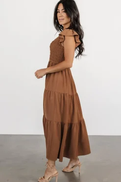 Sale Baltic Born Brandie Smocked Midi Dress | Brown