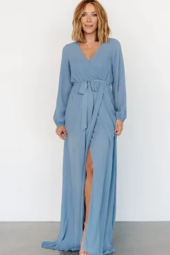 Outlet Baltic Born Breanne Faux Wrap Maxi Dress | Slate Blue SlateBlue