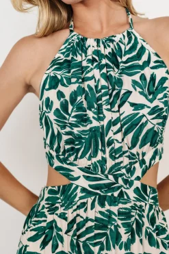 New Baltic Born Brett Halter Maxi Dress | Palm Green Print PalmGreenPrint