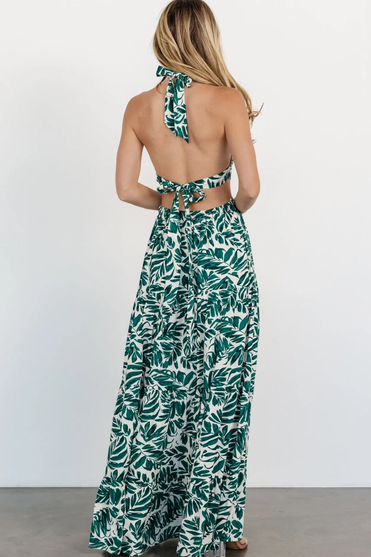 New Baltic Born Brett Halter Maxi Dress | Palm Green Print PalmGreenPrint