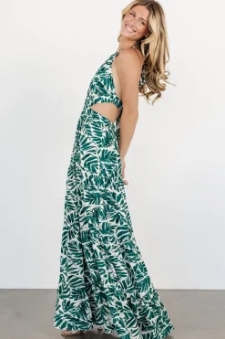 New Baltic Born Brett Halter Maxi Dress | Palm Green Print PalmGreenPrint