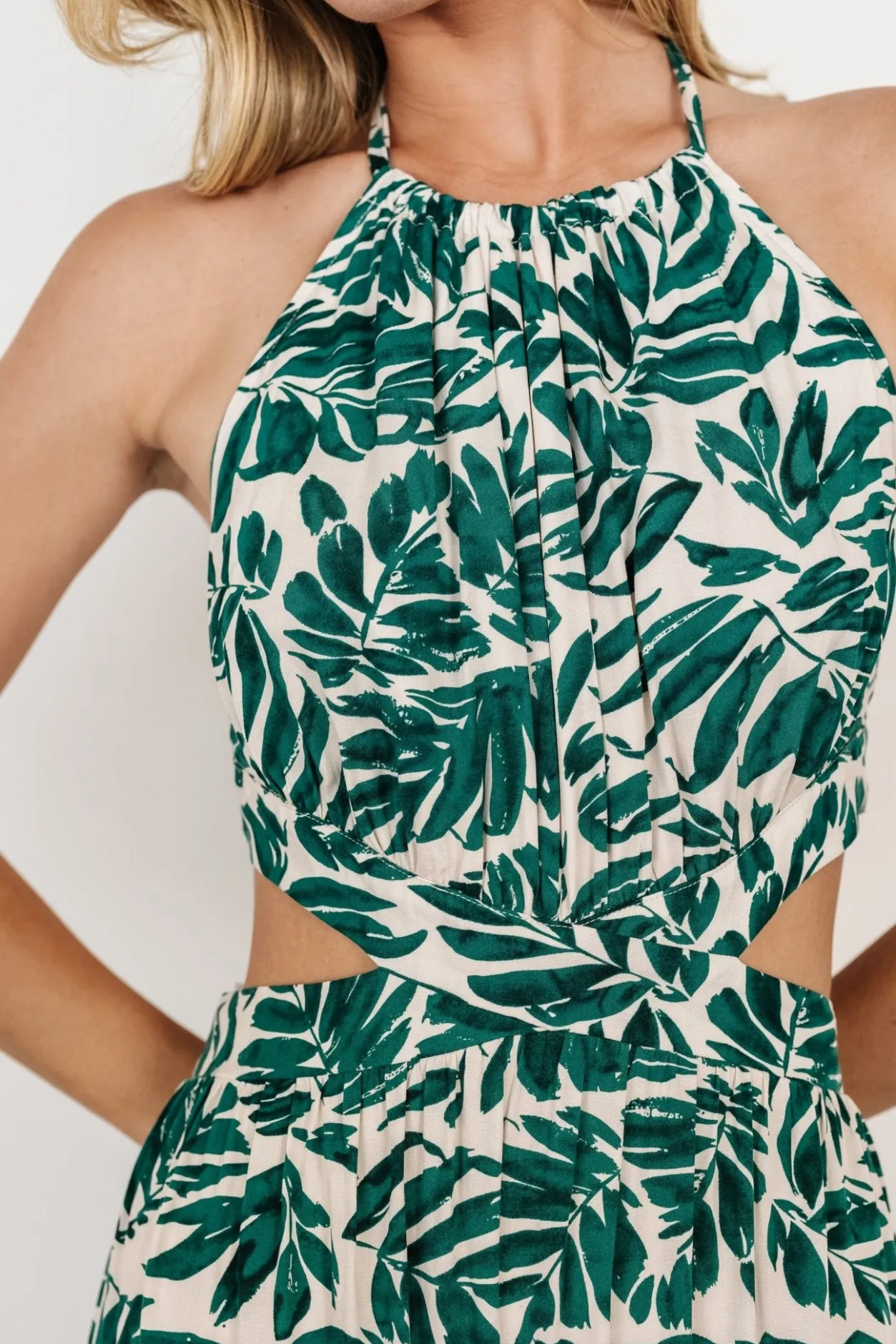 New Baltic Born Brett Halter Maxi Dress | Palm Green Print PalmGreenPrint