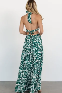 New Baltic Born Brett Halter Maxi Dress | Palm Green Print PalmGreenPrint