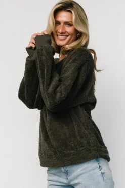 Sale Baltic Born Brina Teddy Crewneck | Charcoal Gray CharcoalGray