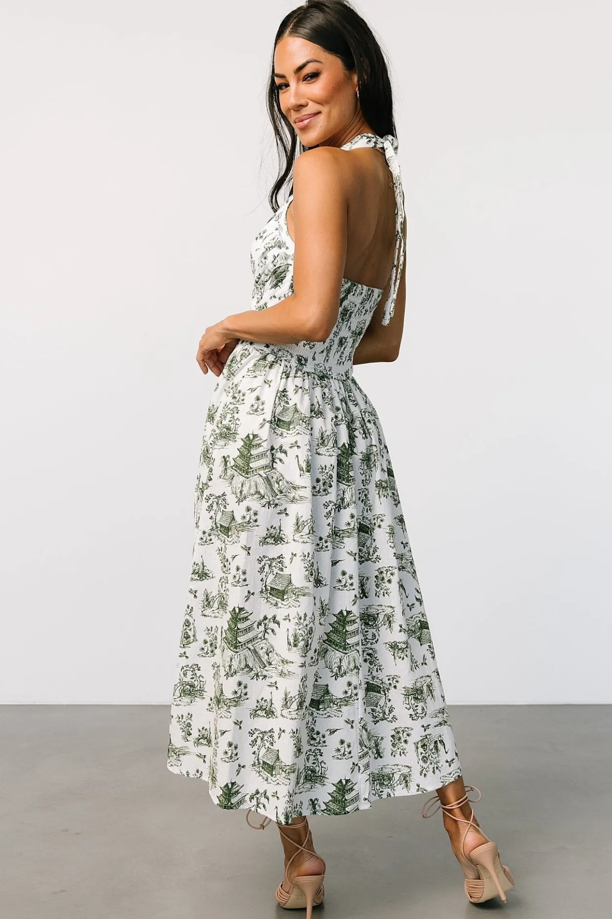 Sale Baltic Born Bristol Halter Midi Dress | Green Print GreenPrint
