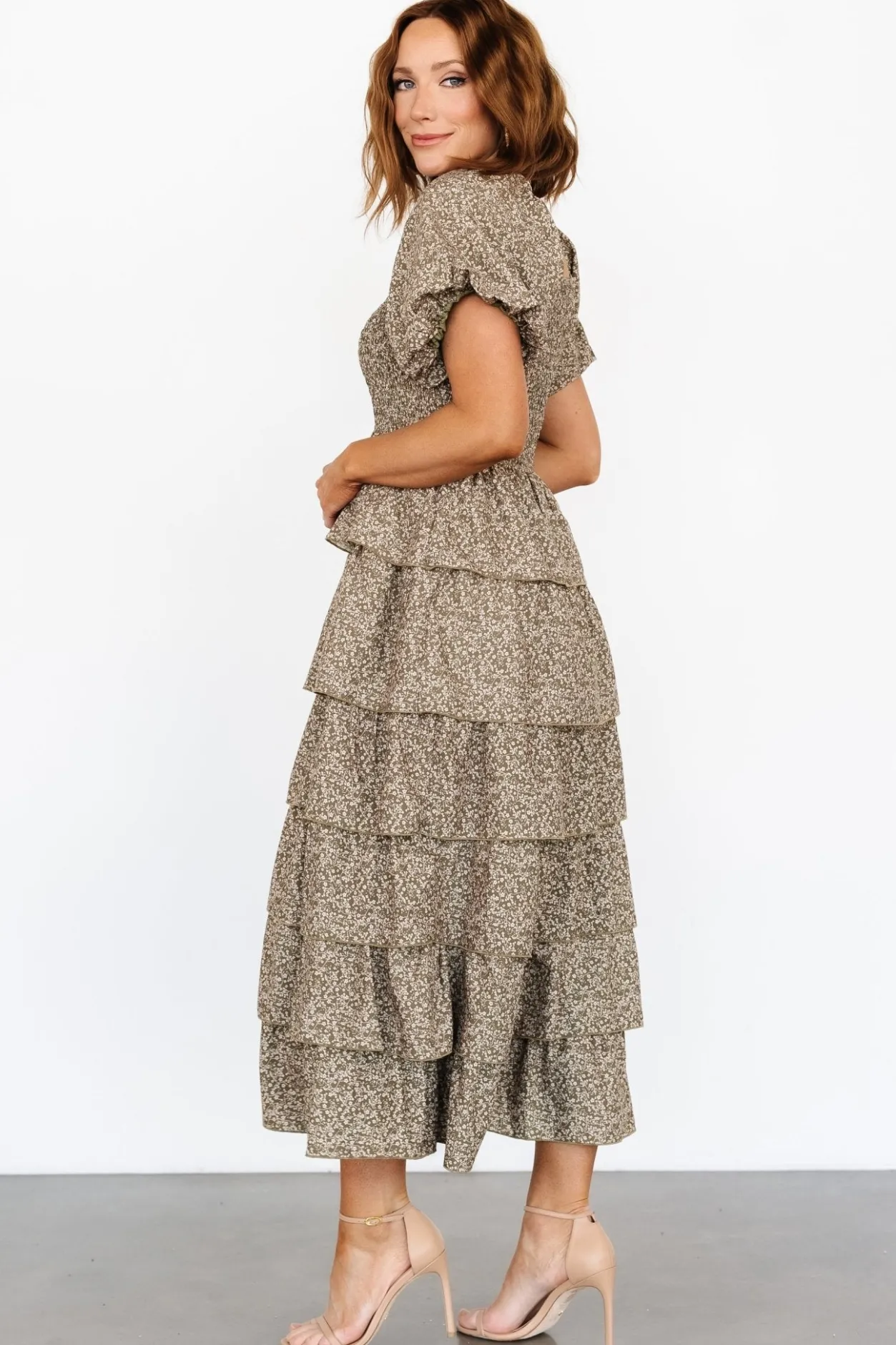 Outlet Baltic Born Bromley Tiered Dress | Olive Print OlivePrint