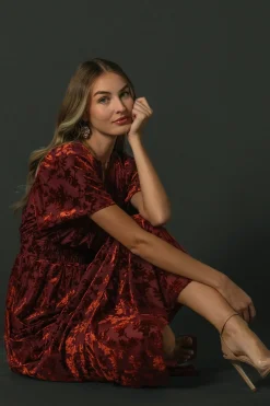 Best Baltic Born Bronwyn Velvet Dress | Rust