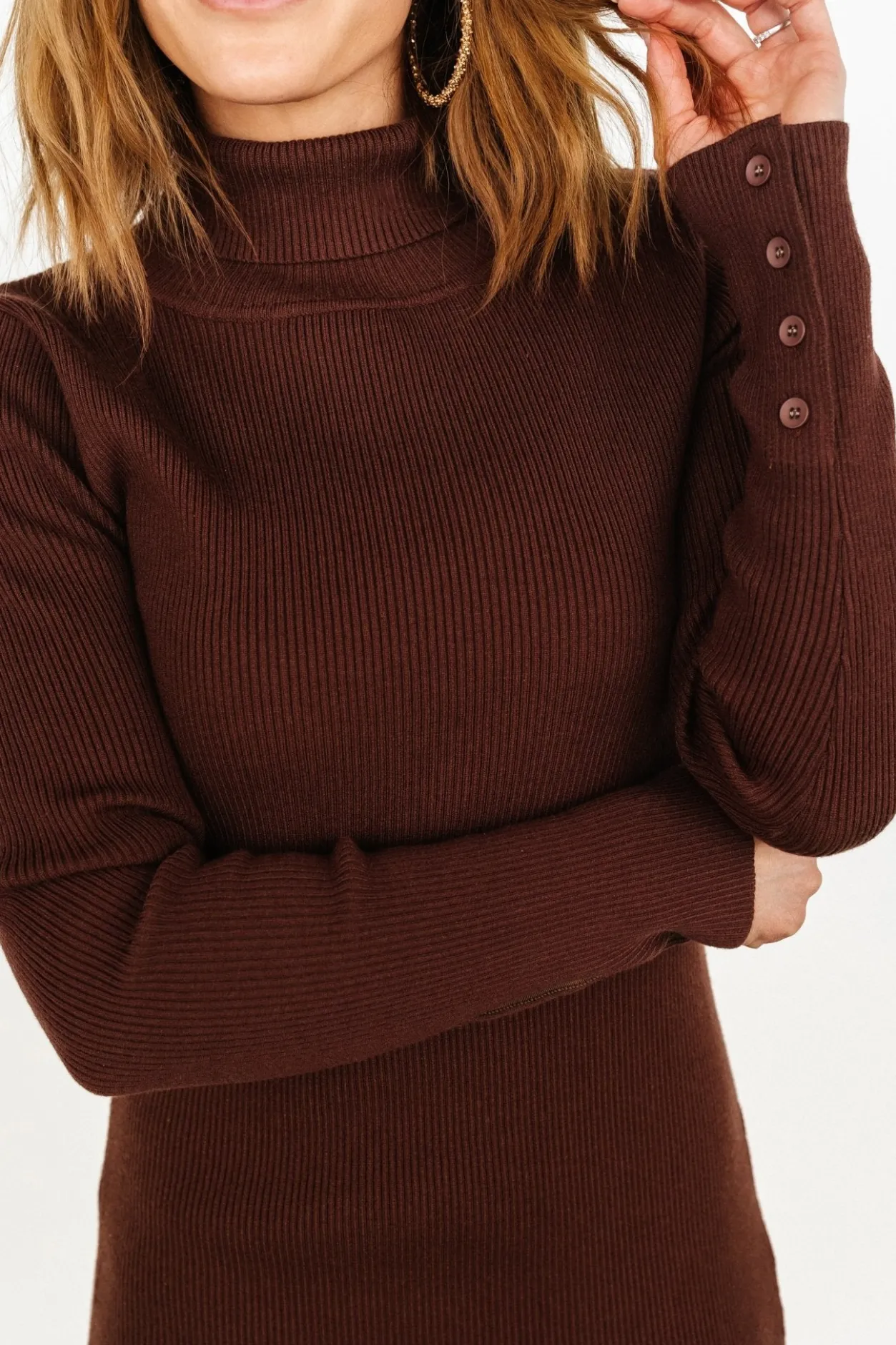 Outlet Baltic Born Caldwell Ribbed Turtleneck Midi Dress | Brown