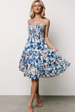 Discount Baltic Born Calina Midi Dress | Ivory + Blue Floral Ivory+BlueFloral