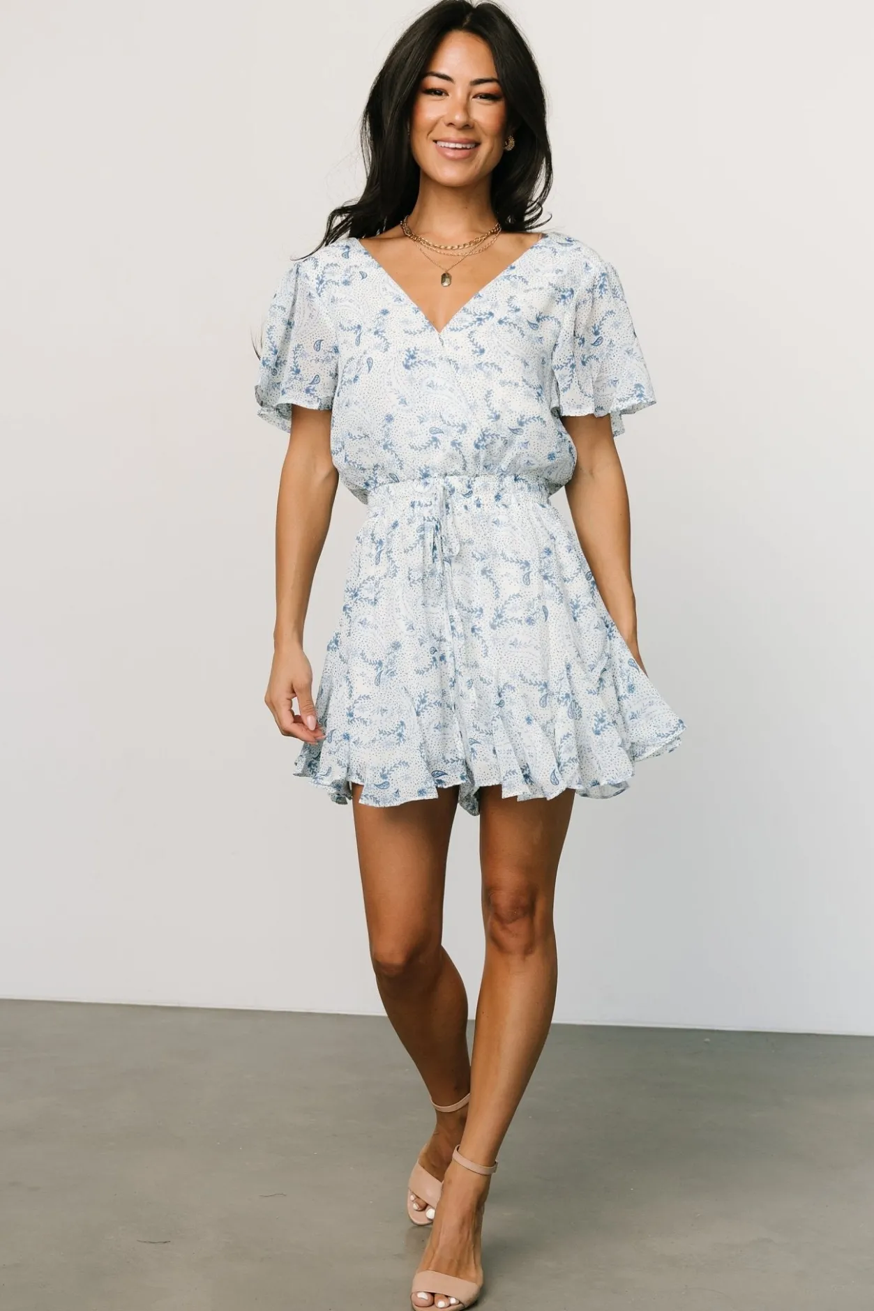 Discount Baltic Born Candy Romper | Off White + Blue OffWhite+Blue