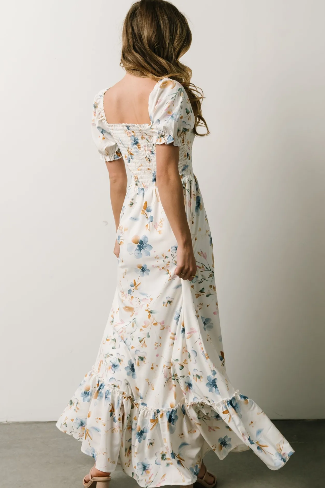 Clearance Baltic Born Capri Smocked Maxi Dress | White Multi Print WhiteMultiPrint