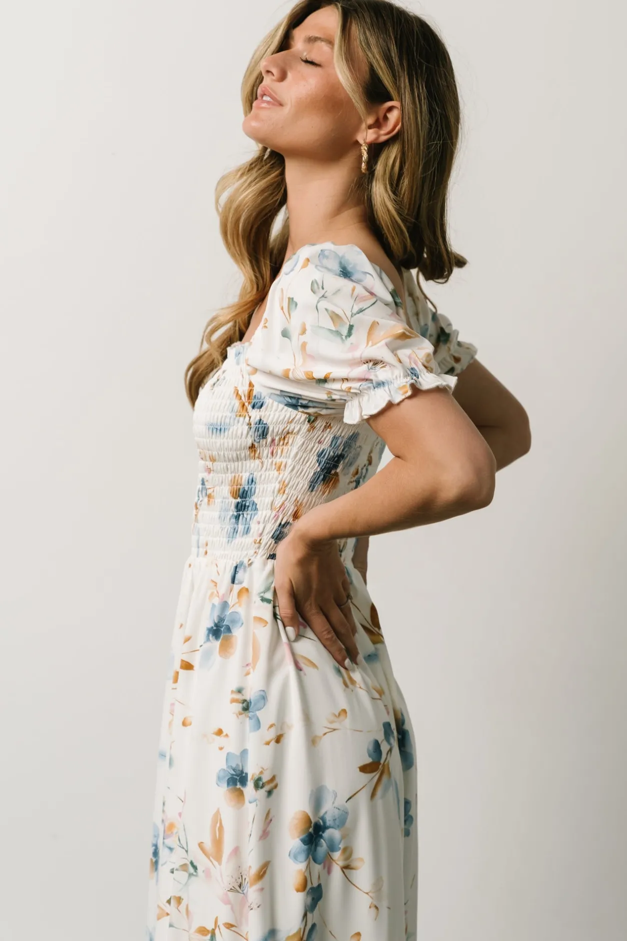 Clearance Baltic Born Capri Smocked Maxi Dress | White Multi Print WhiteMultiPrint