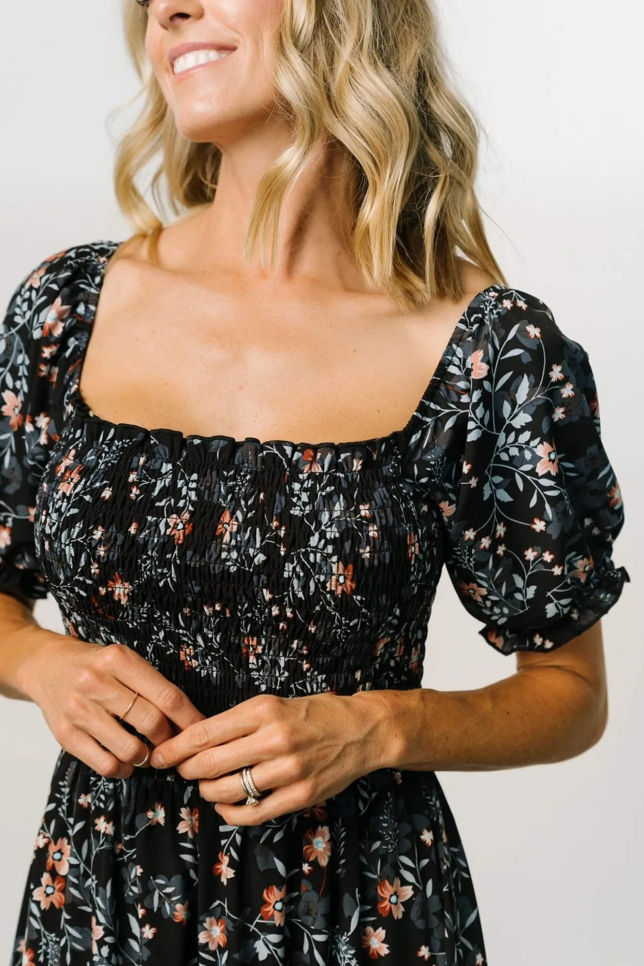 Hot Baltic Born Capri Smocked Maxi Dress | Midnight Floral MidnightFloral