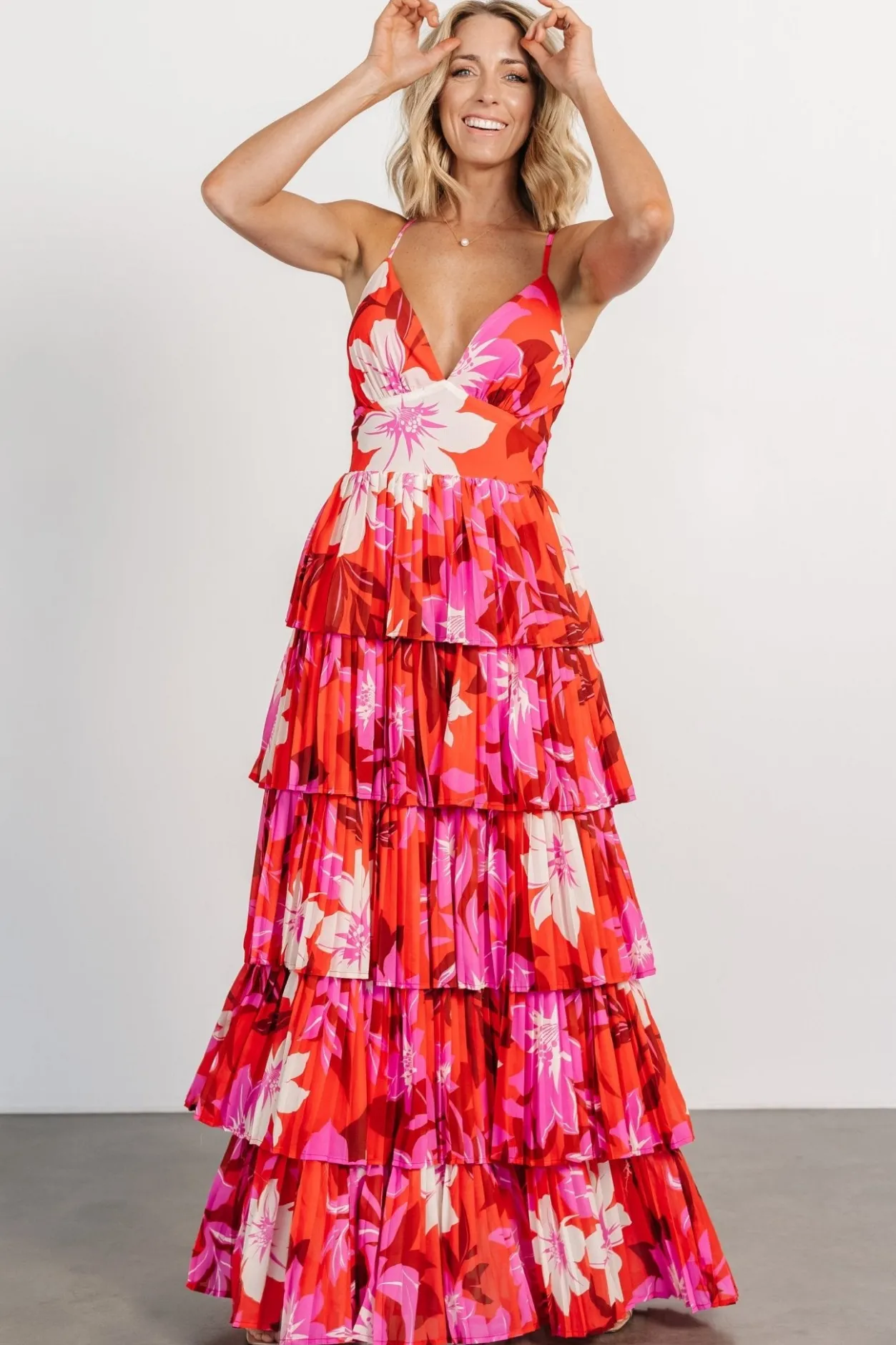 Online Baltic Born Capriana Tiered Maxi Dress | Red Multi RedMulti