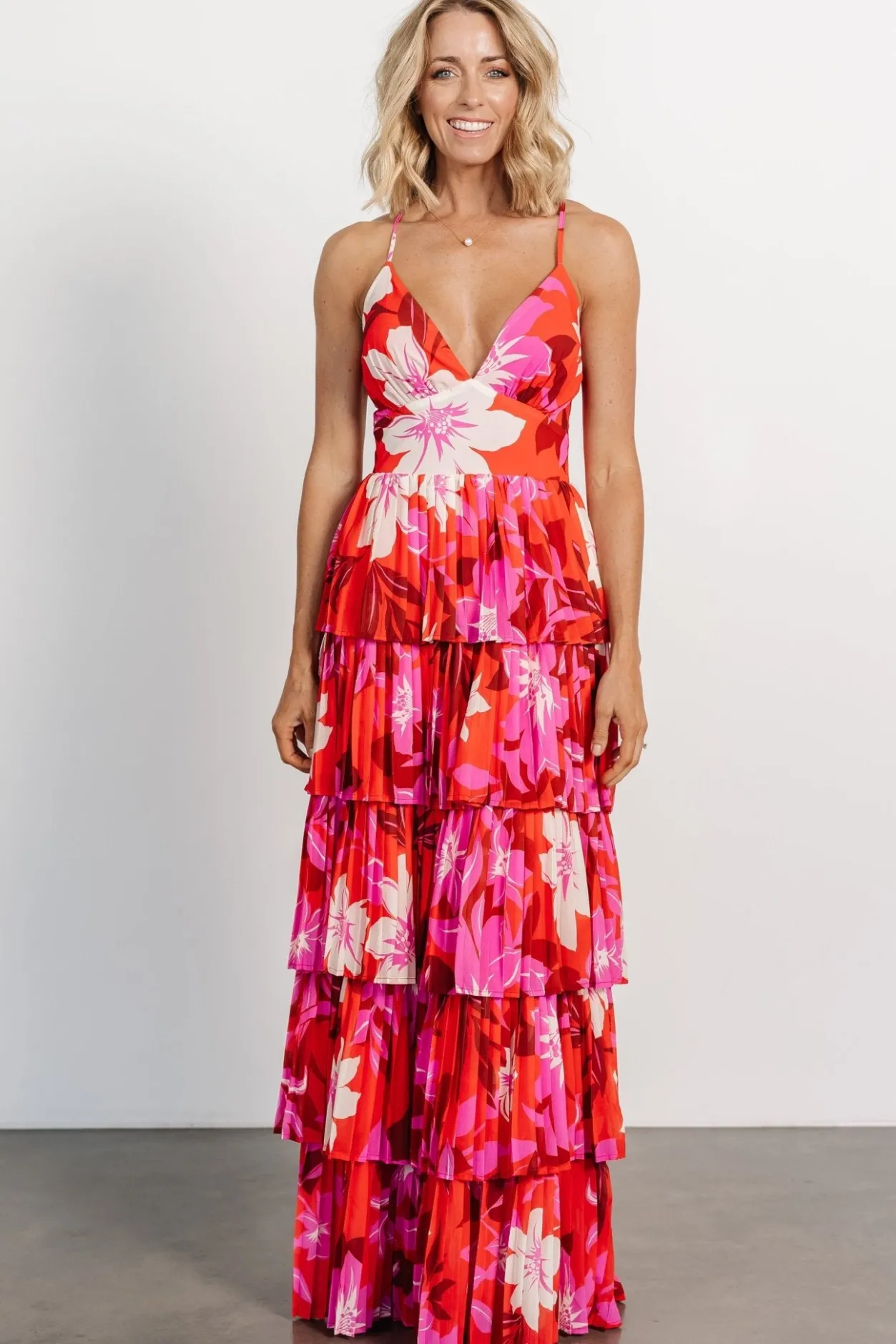 Online Baltic Born Capriana Tiered Maxi Dress | Red Multi RedMulti