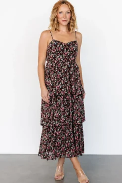Online Baltic Born Caprice Tiered Dress | Black Floral BlackFloral