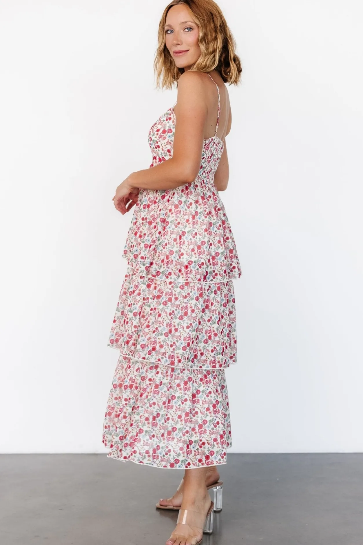 Discount Baltic Born Caprice Tiered Dress | Cream Multi Floral CreamMultiFloral