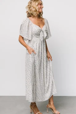 New Baltic Born Carah Tie Dress | Off White + Blue Floral OffWhite+BlueFloral
