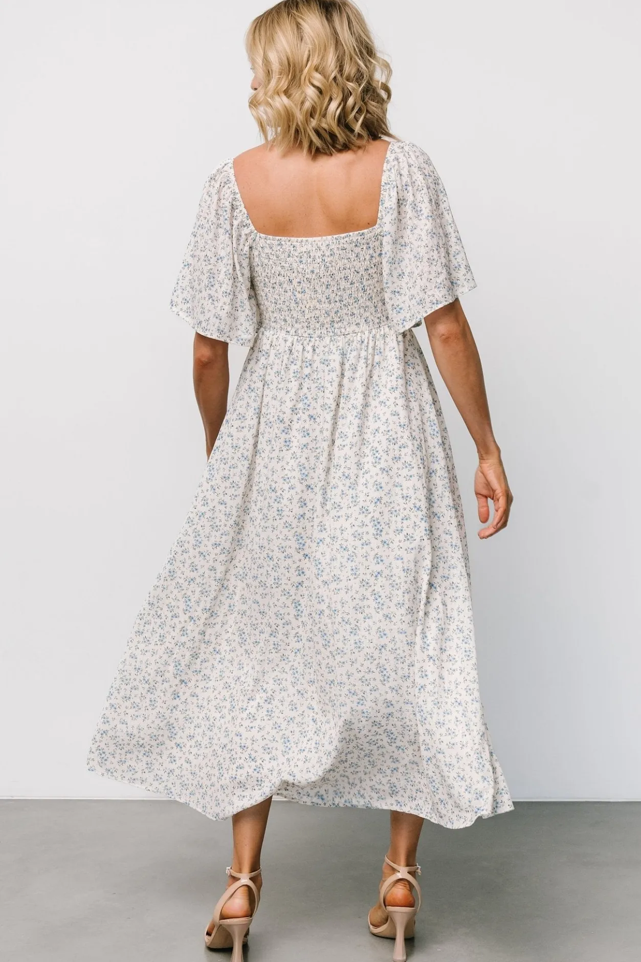 New Baltic Born Carah Tie Dress | Off White + Blue Floral OffWhite+BlueFloral