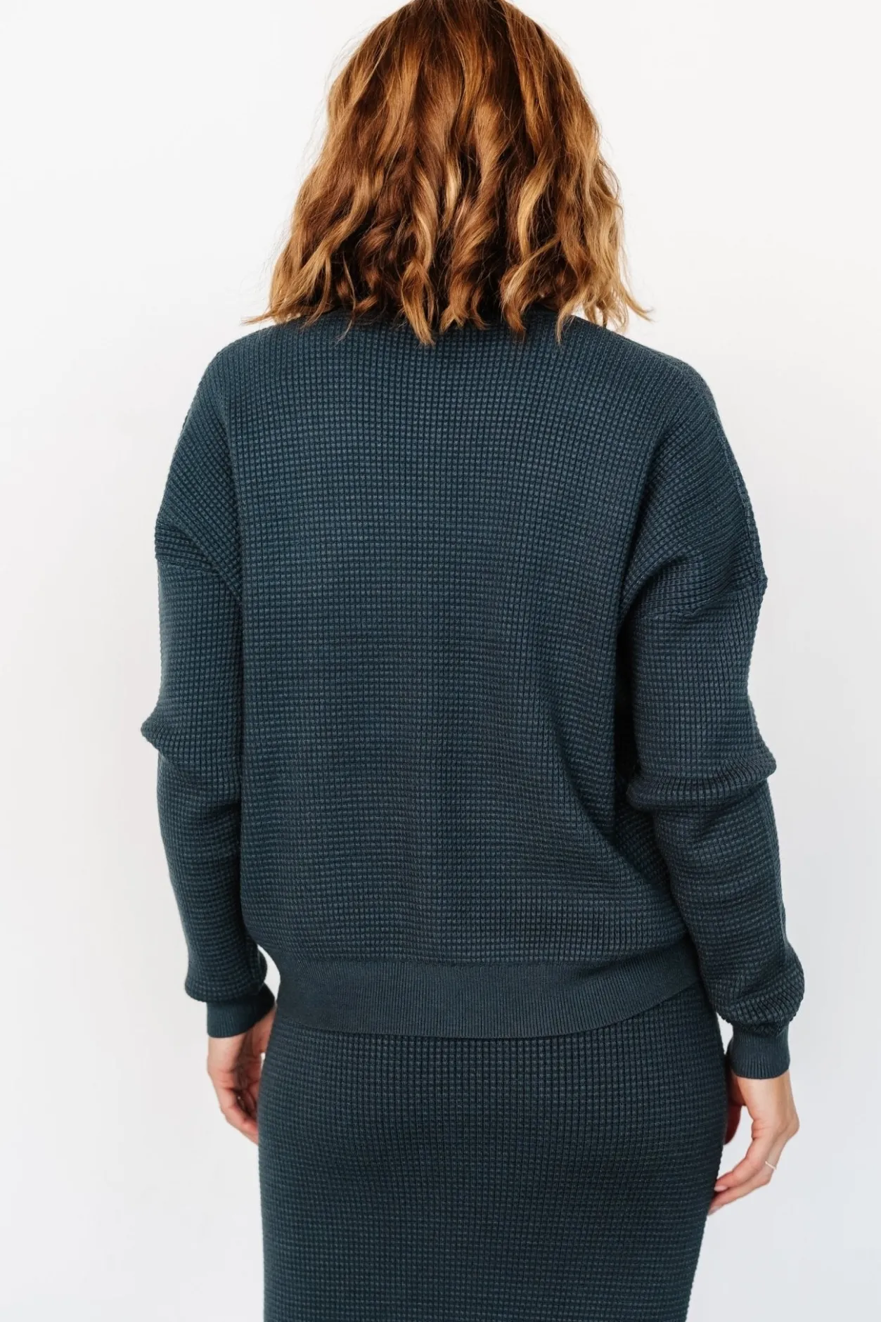 Outlet Baltic Born Carey Waffle Sweater | Midnight Blue MidnightBlue