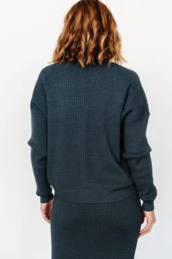 Outlet Baltic Born Carey Waffle Sweater | Midnight Blue MidnightBlue