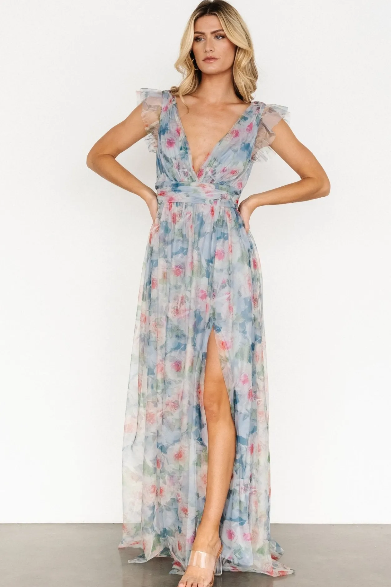 New Baltic Born Carmine Maxi Dress | Dusty Blue Floral DustyBlueFloral
