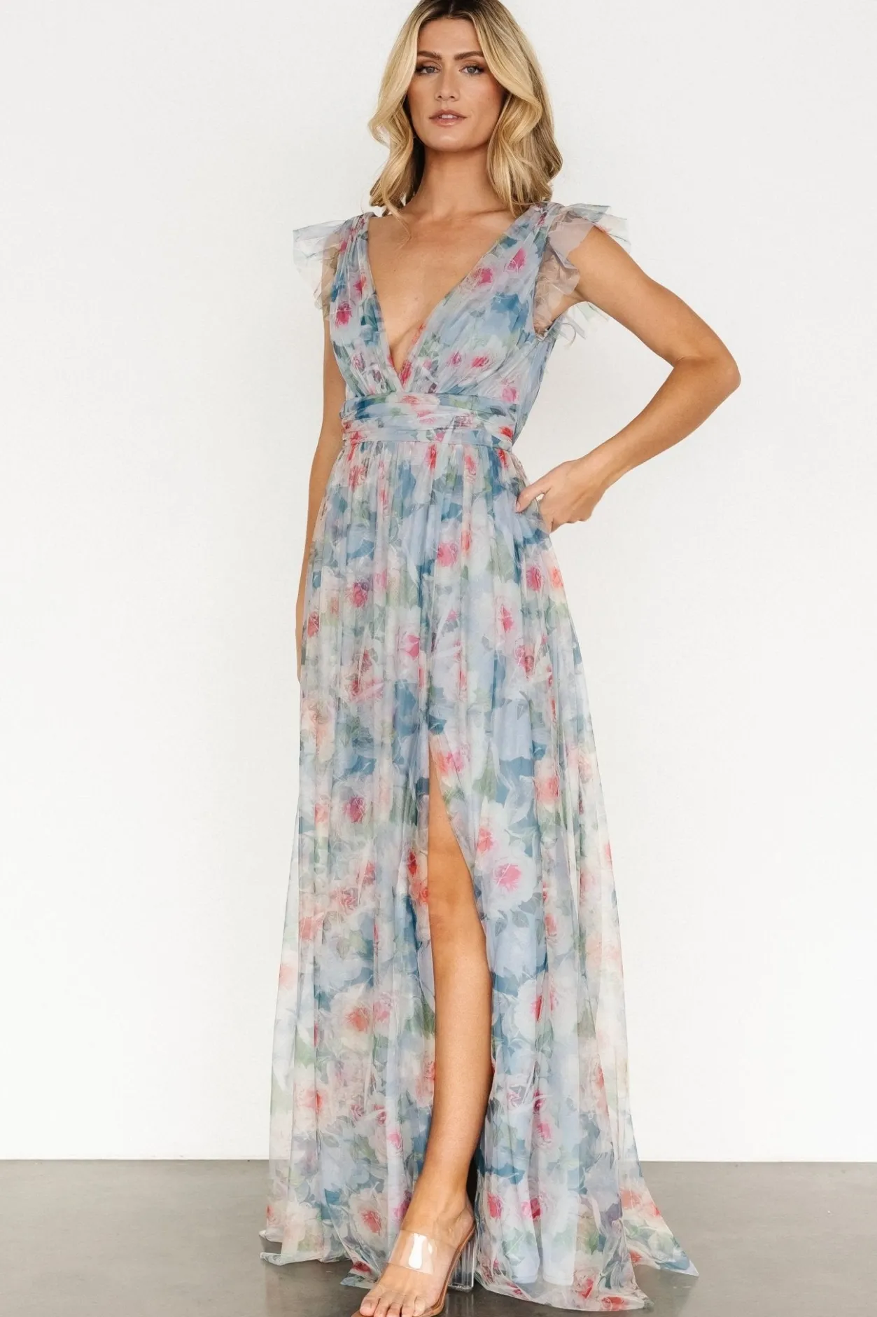 New Baltic Born Carmine Maxi Dress | Dusty Blue Floral DustyBlueFloral