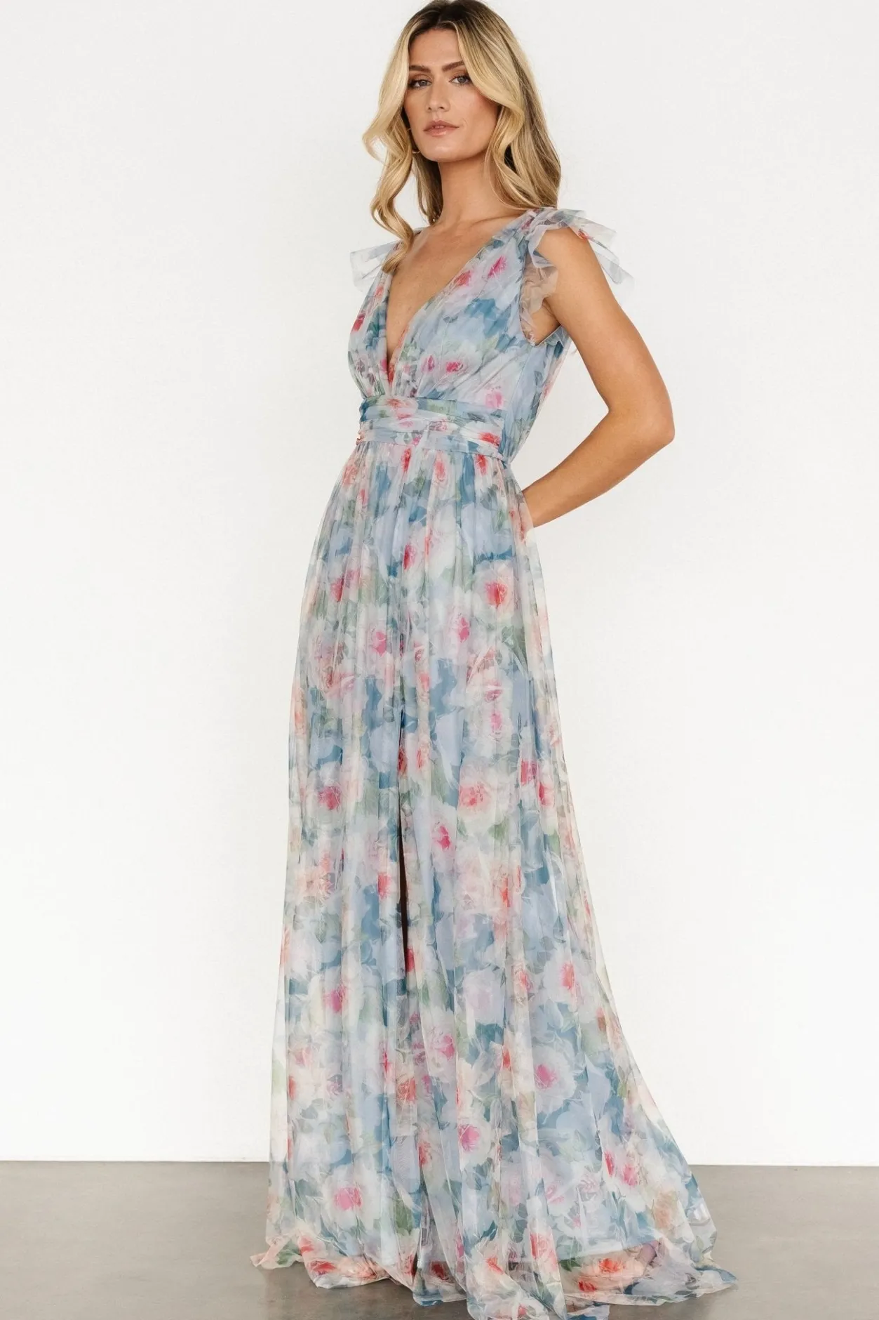 New Baltic Born Carmine Maxi Dress | Dusty Blue Floral DustyBlueFloral