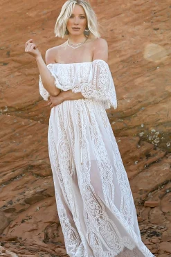 New Baltic Born Caroline Lace Maxi Dress | Off White OffWhite