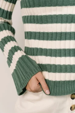 Best Baltic Born Carrie Striped Sweater | Teal + Ivory Teal+Ivory