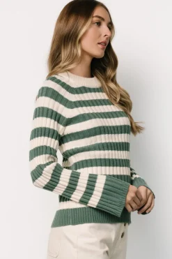 Best Baltic Born Carrie Striped Sweater | Teal + Ivory Teal+Ivory