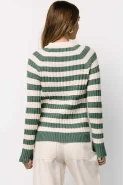 Best Baltic Born Carrie Striped Sweater | Teal + Ivory Teal+Ivory