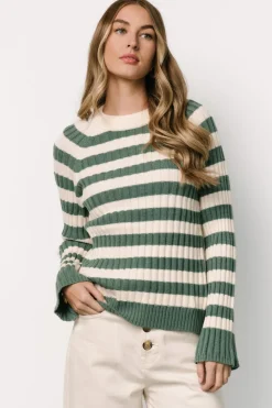 Best Baltic Born Carrie Striped Sweater | Teal + Ivory Teal+Ivory