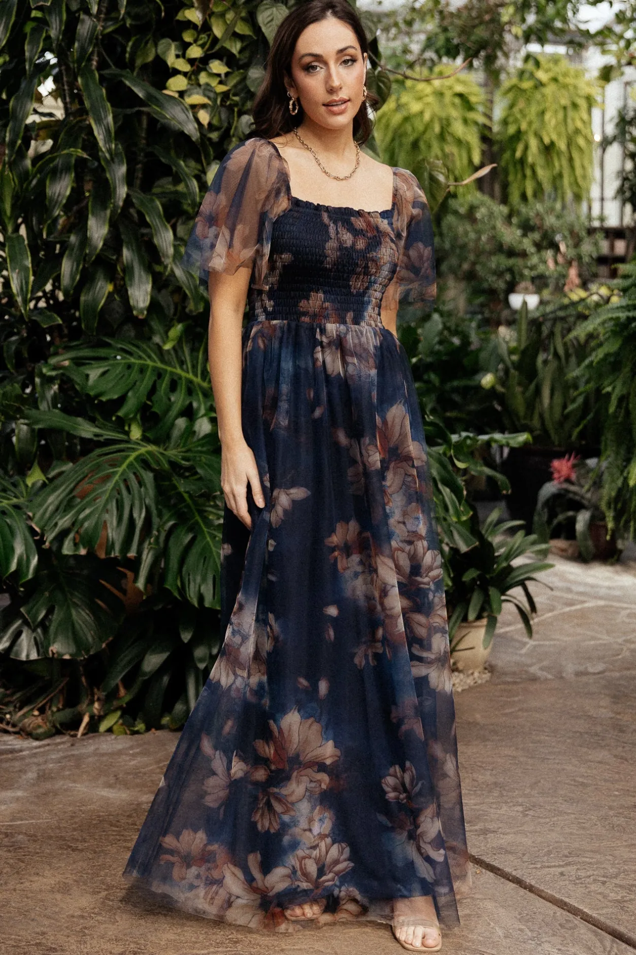 Best Baltic Born Cassandra Tulle Maxi Dress | Dark Blue Floral DarkBlueFloral
