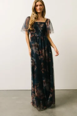 Best Baltic Born Cassandra Tulle Maxi Dress | Dark Blue Floral DarkBlueFloral