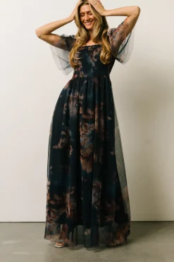Best Baltic Born Cassandra Tulle Maxi Dress | Dark Blue Floral DarkBlueFloral