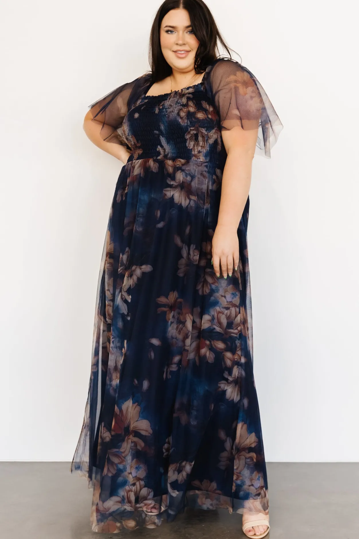 Best Baltic Born Cassandra Tulle Maxi Dress | Dark Blue Floral DarkBlueFloral