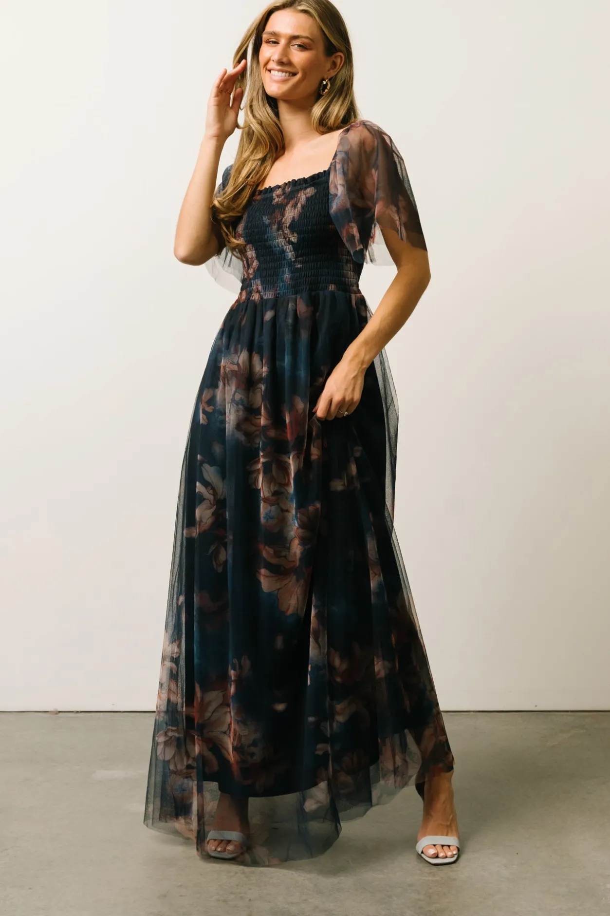 Best Baltic Born Cassandra Tulle Maxi Dress | Dark Blue Floral DarkBlueFloral