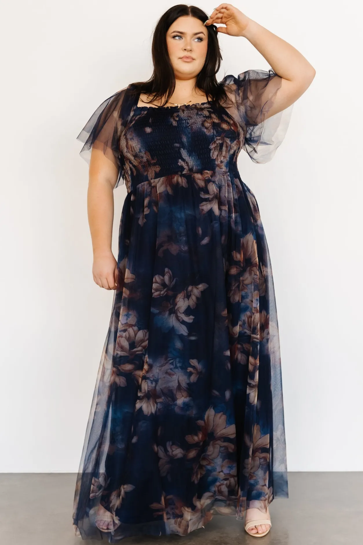 Best Baltic Born Cassandra Tulle Maxi Dress | Dark Blue Floral DarkBlueFloral