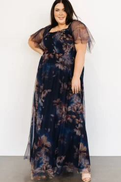 Best Baltic Born Cassandra Tulle Maxi Dress | Dark Blue Floral DarkBlueFloral