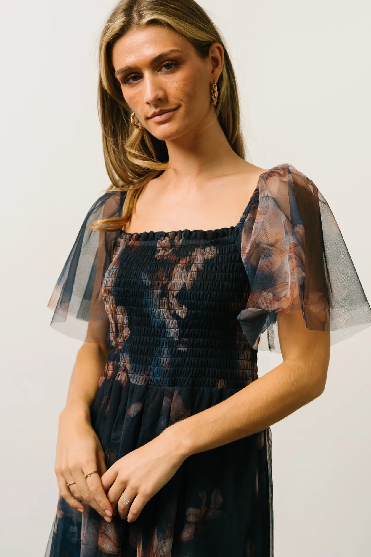Best Baltic Born Cassandra Tulle Maxi Dress | Dark Blue Floral DarkBlueFloral