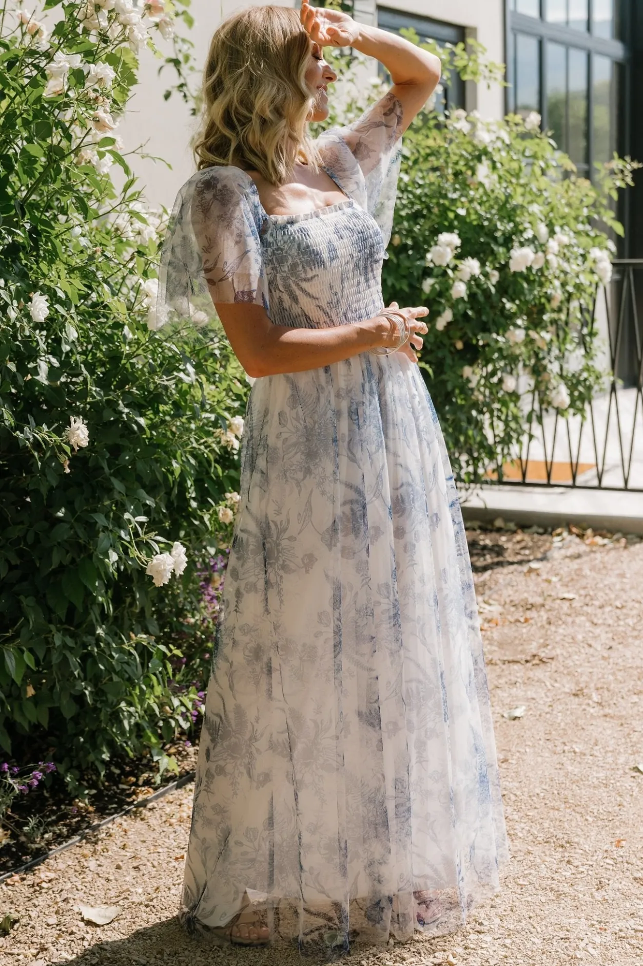 Online Baltic Born Cassandra Tulle Maxi Dress | Blue + White Floral Blue+WhiteFloral