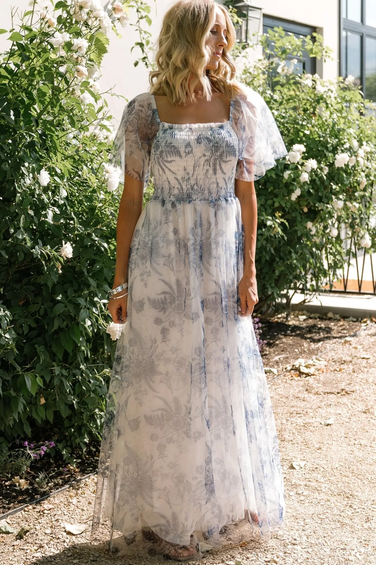 Online Baltic Born Cassandra Tulle Maxi Dress | Blue + White Floral Blue+WhiteFloral