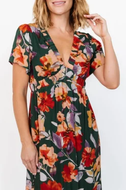 Hot Baltic Born Cassie Short Sleeve Dress | Dark Green Floral DarkGreenFloral