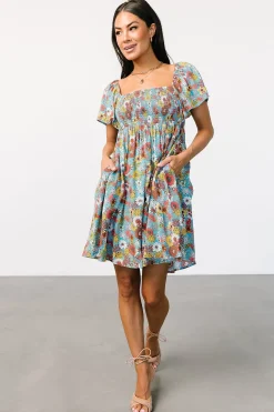 New Baltic Born Cassiopeia Back Tie Mini Dress | Light Blue Multi LightBlueMulti