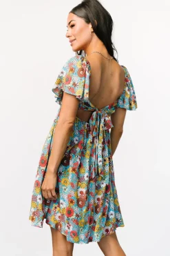 New Baltic Born Cassiopeia Back Tie Mini Dress | Light Blue Multi LightBlueMulti