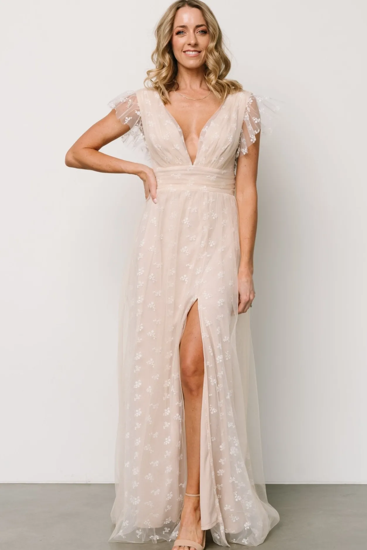 Clearance Baltic Born Caterina Tulle Maxi Dress | Natural + White Natural+White