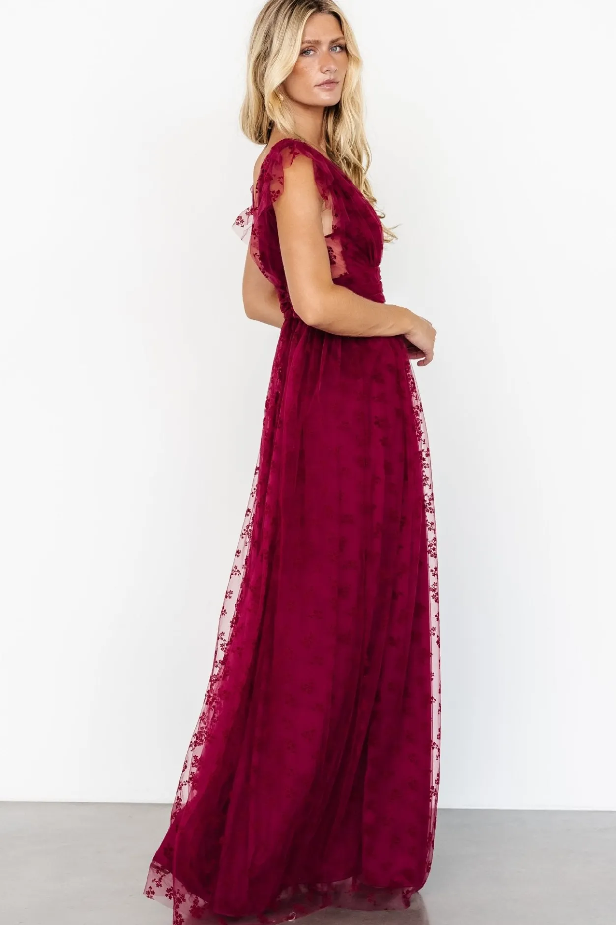 Clearance Baltic Born Caterina Tulle Maxi Dress | Wine