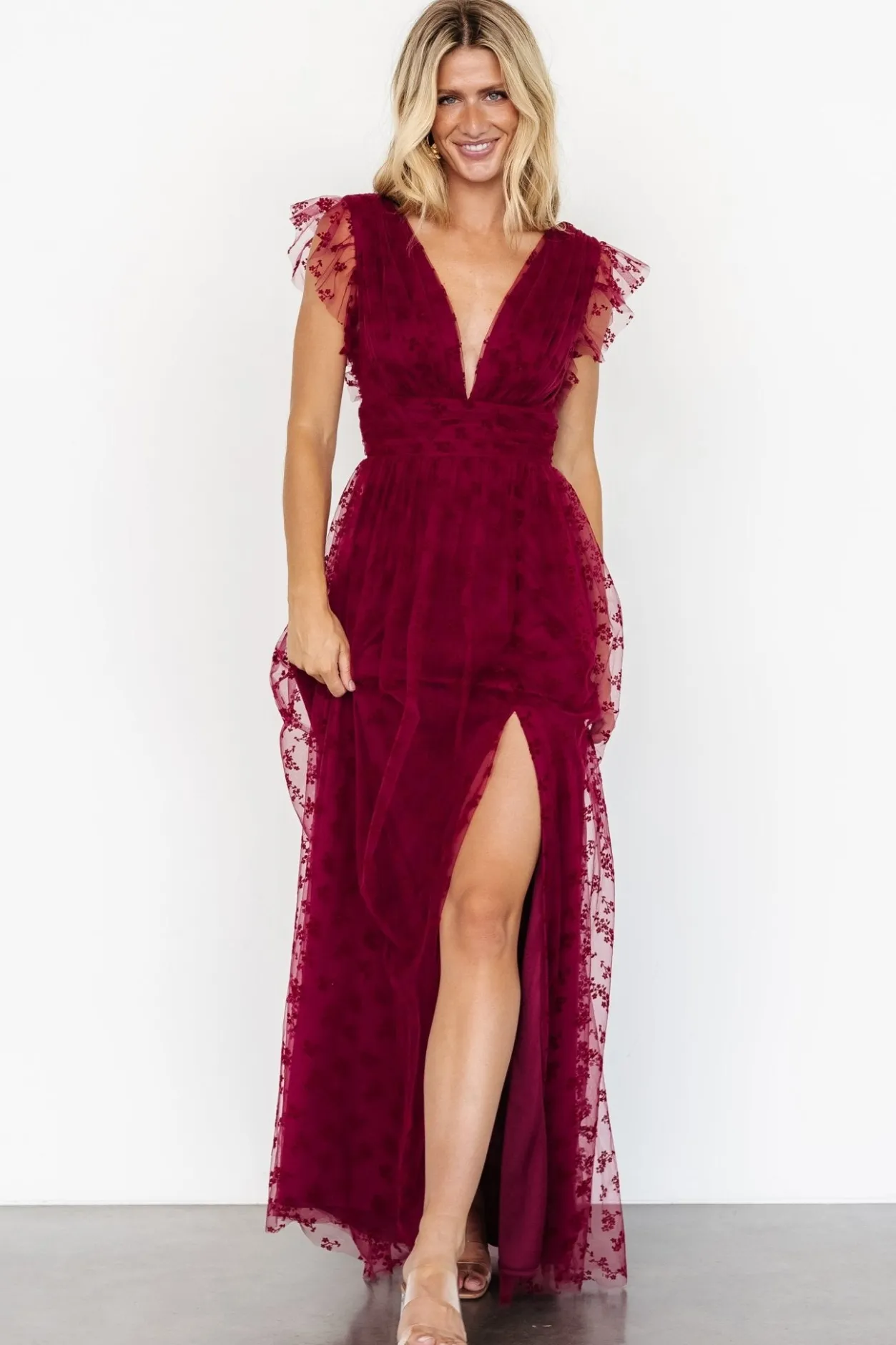 Clearance Baltic Born Caterina Tulle Maxi Dress | Wine